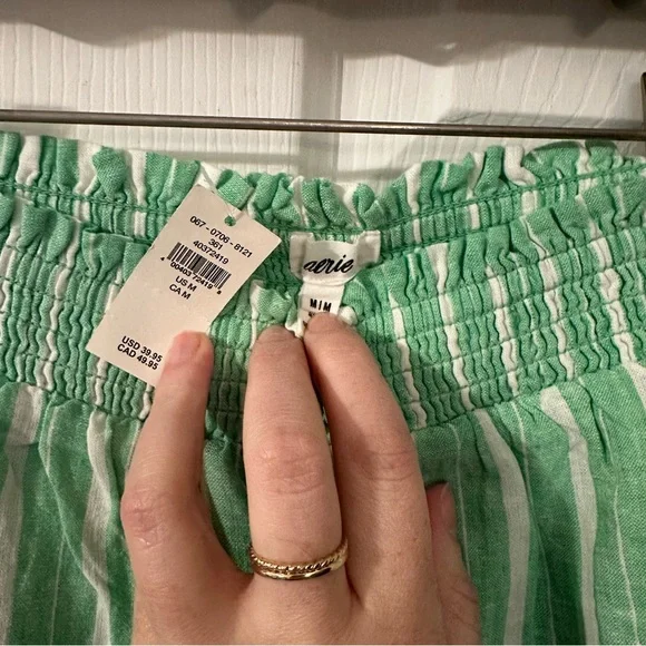 Aerie NWT Green Striped Shorts, M - Picture 2 of 3